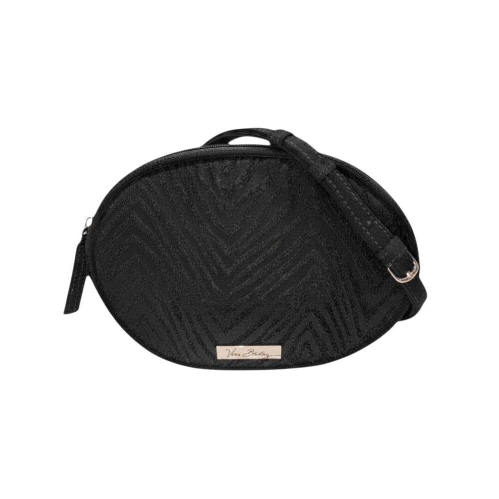VERA BRADLEY Black Microfiber Double Zip Zebra Crossbody Bag